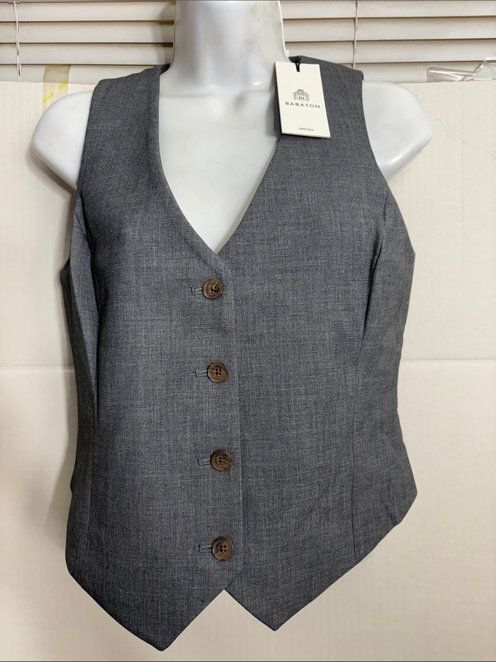 Aritzia Babaton color Heather charcoal Deniro Vest 4578